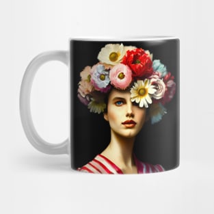 Flower Head Woman Renaissance Style Painting Mug